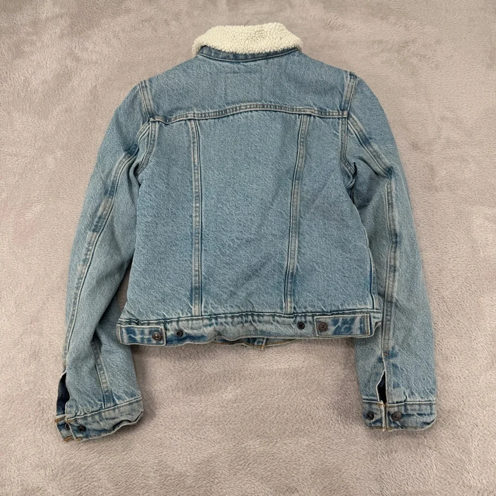 Levi Strauss & Co Womens Sherpa Lined Denim Jacket Size XS Blue Preowned